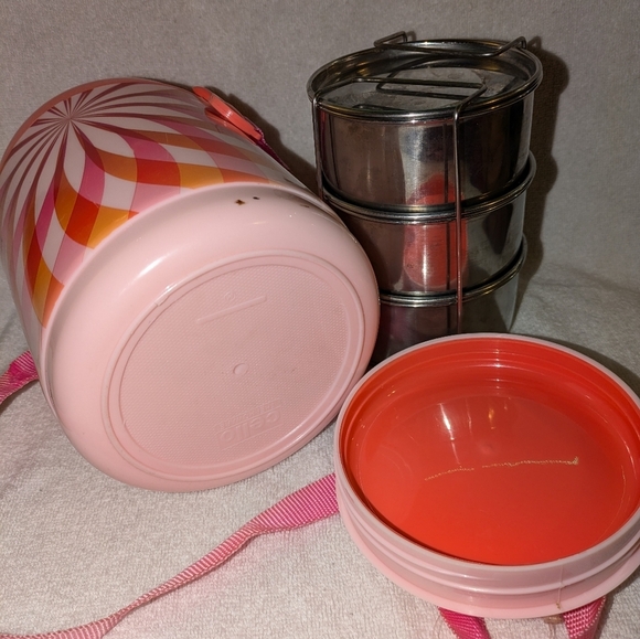 Cello Pink and Orange Insulated Lunch Carrier with Stainless Steel Containers - Picture 8 of 8